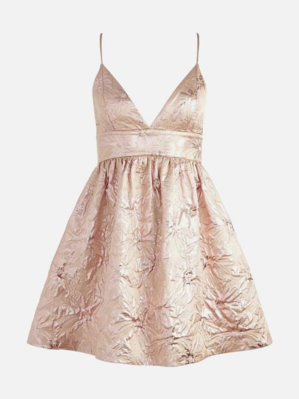 NWT ALICE + OLIVIA FOLEY ROSE GOLD METALLIC CURVED WAIST MINI DRESS SIZE 8